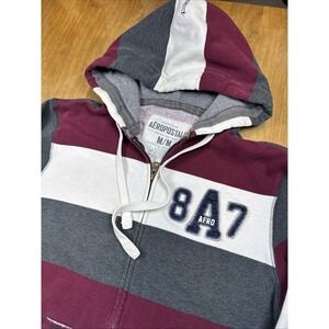 Vintage Aeropostale Full Zip Hoodie Mens M Waffle Striped Sweatshirt Y2K Mall